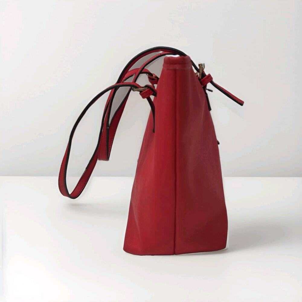Michael Kors Large Red Signature Tote Shoulder Bag Jet Set Purse - Picture 5 of 12